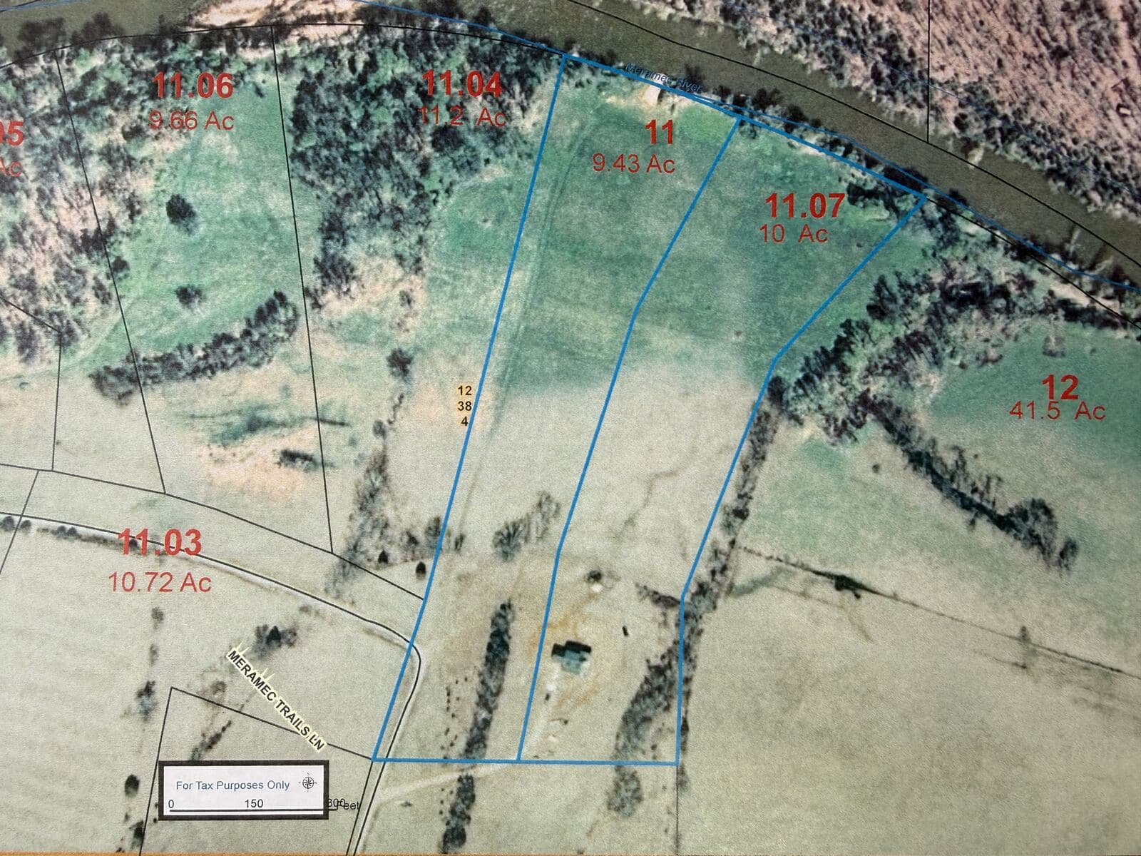Crawford County tax map of the parcel along the Meramec River