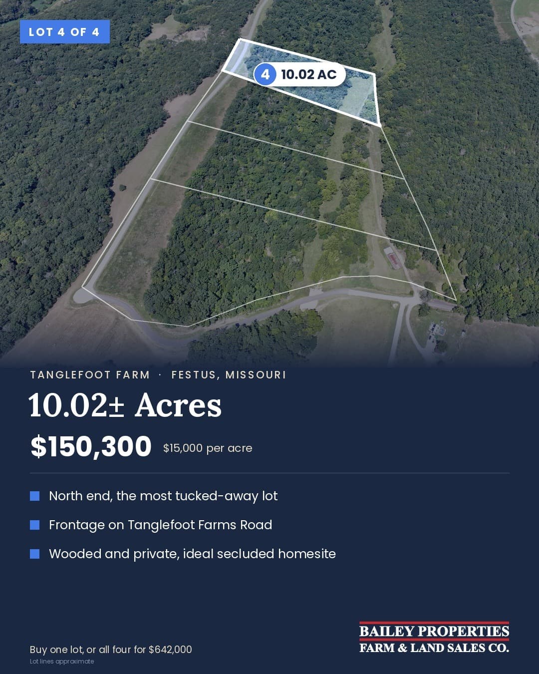 Tanglefoot Farm Lot 4 of 4: 10.02± acres, $150,300